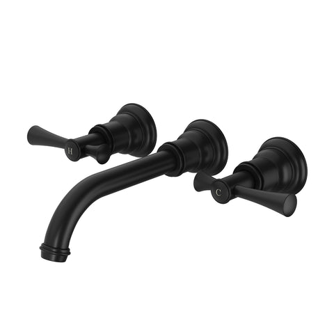 Phoenix Cromford Basin/Bath Wall Tap Set - LF Matte Black