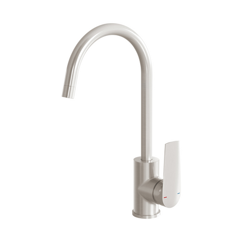 Phoenix Arlo 6 Star Gooseneck 200mm Sink Mixer - LF Brushed Nickel