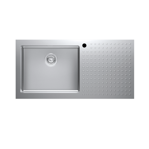 Abey Barazza Select 100 Left Hand Single Bowl Topmount Sink with Drainer - Stainless Steel