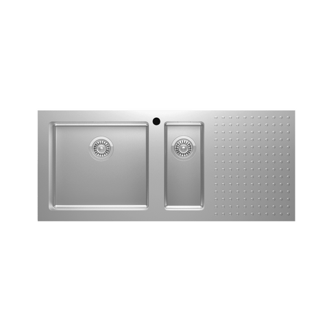 Abey Barazza Select 120 Left Hand 1 & 3/4 Bowl Topmount Sink with Drainer - Stainless Steel