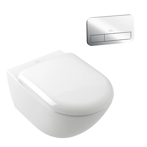 Villeroy & Boch Antao Rimless Wall Hung CeramicPlus Toilet Package - White Alpine