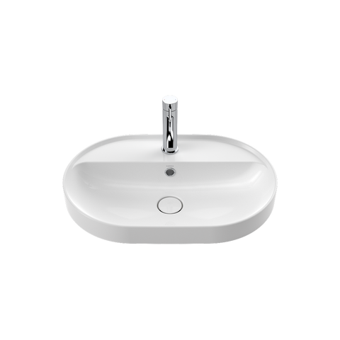 Caroma Liano II 600mm Pill Inset Basin with Tap Landing (1 Tap Hole) – White (with Overflow)