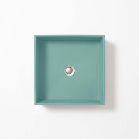 Concrete Studio Baly Square Vessel Basin - Aqua