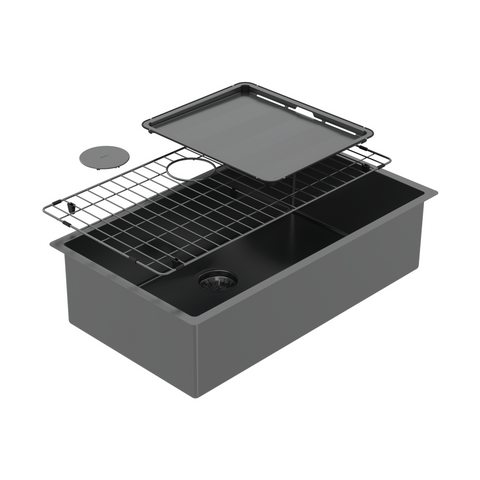 Abey Piazza Large Topmount/Undermount Single Bowl Sink - Black Pearl