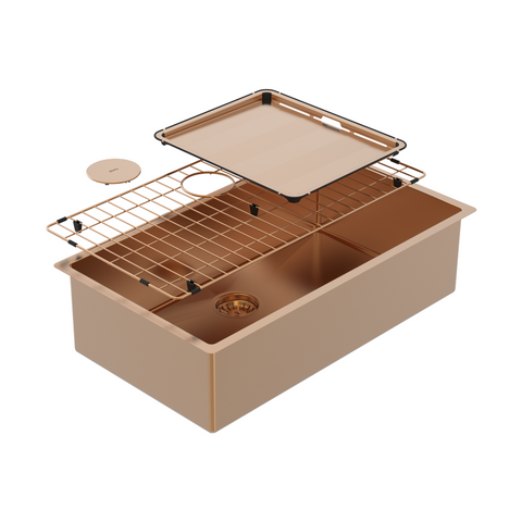 Abey Piazza Large Topmount/Undermount Single Bowl Sink - Artizan Copper