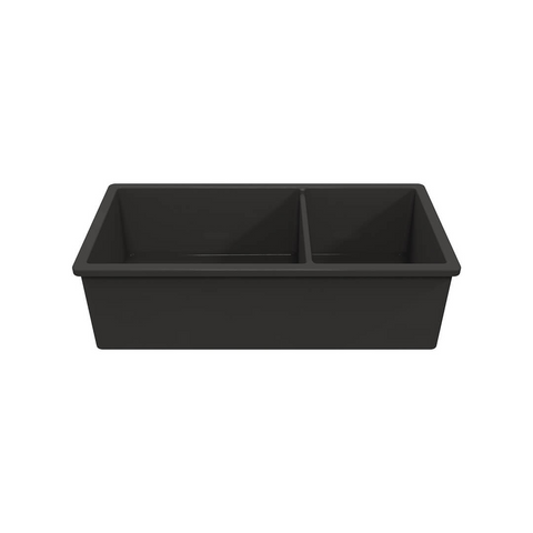 Turner Hastings Cuisine 1 & 1/2 Bowl Inset/Undermount Fine Fireclay Sink No Overflow - Matte Black