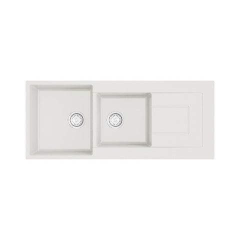 Argent Grace 1160mm 1 & 3/4 Sink w/Drainer - White