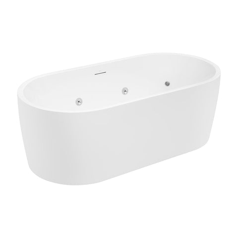 Decina Elisi 1700 Freestanding Spa Bath 12-Jets with Integrated Overflow - Gloss White