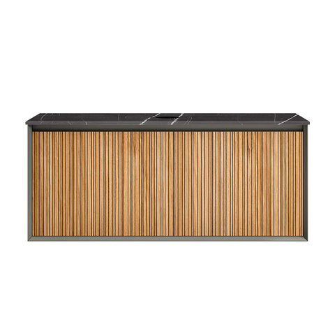 Parisi Jazz 1200 Wall Hung Vanity Rovere Naturale Matte Black with Italian Porcelain Top - Sahara Noir