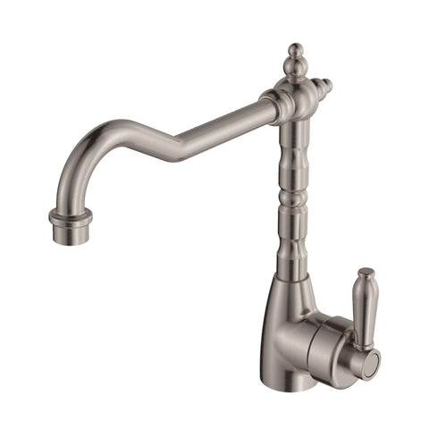 Fienza Eleanor Shepherds Crook Sink Mixer - Brushed Nickel