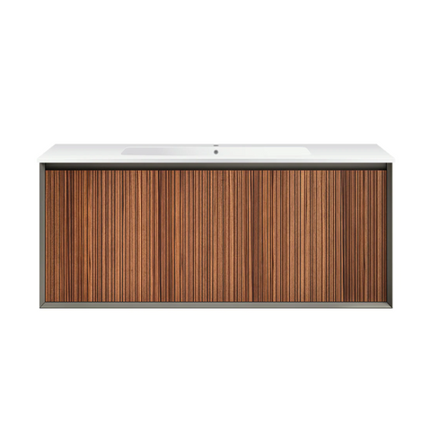 Parisi Jazz 1200mm Wall Hung Matte Black Vanity - Walnut Naturale