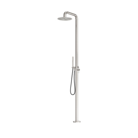Nero Zen SS316L Outdoor Freestanding Shower Column - Brushed Nickel