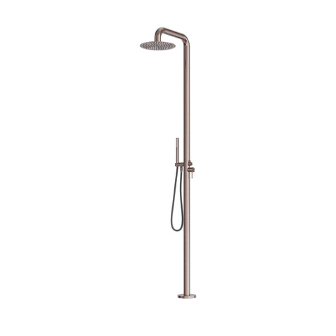 Nero Zen SS316L Outdoor Freestanding Shower Column - Brushed Bronze