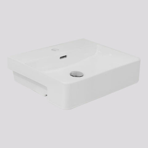 Argent Zen Neu 500 Semi Recessed Basin - 1 Tap Hole Gloss White