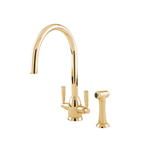 Shaws by Perrin & Rowe Silverdale Kitchen Tap with Rinse - Polished Brass