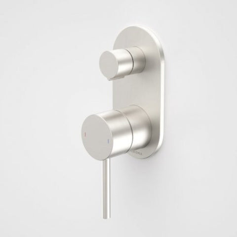 Caroma Liano II Bath / Shower Mixer With Diverter - Rounded Cover Plate - Brushed Nickel