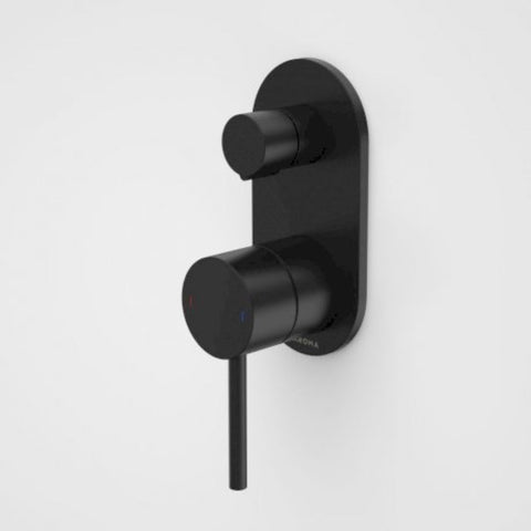 Caroma Liano II Bath / Shower Mixer With Diverter - Rounded Cover Plate - Matte Black