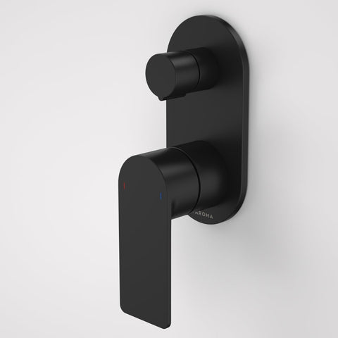 Caroma Urbane II Bath/Shower Round Plate Wall Mixer with Diverter - Matte Black