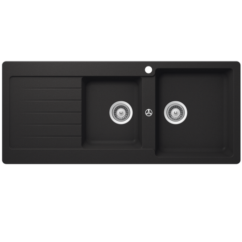 Abey SCHOCK Typos Topmount 1 & 3/4 Right Hand Bowl Sink & Drainer 1TH - Onyx