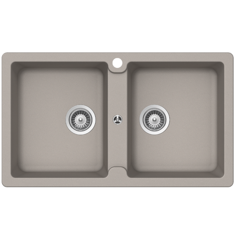 Abey Schock Typos Inset Double Bowl Sink 1TH - Concrete