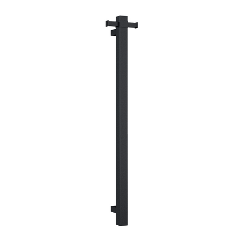 Thermorail 12V Square 900 Vertical Single Bar Heated Towel Rail - VS900SHB Matte Black