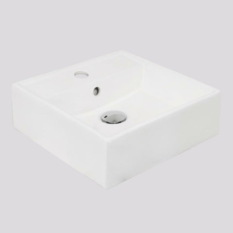Argent Evo Neu 380 Square Countertop/Wall Basin - 1 Tap Hole Gloss White