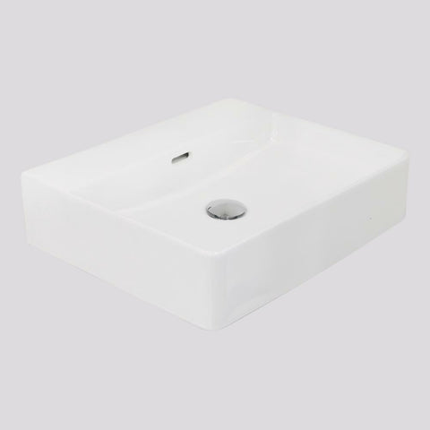 Argent Evo Neu 500 Rectangular Countertop/Wall Basin - No Tap Hole Gloss White