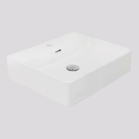 Argent Evo Neu 500 Rectangular Countertop/Wall Basin - 1 Tap Hole Gloss White