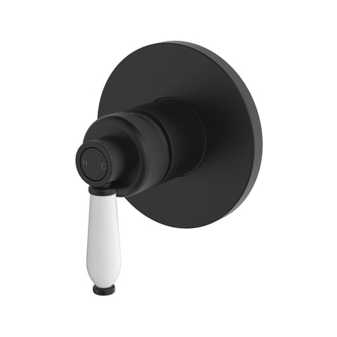 Fienza Eleanor Wall Mixer - Matte Black/Ceramic Handle