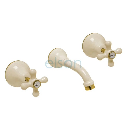 Elson Esperance Wall Bath Set - Almond Ivory and Gold Trim