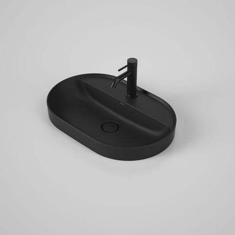 Caroma Liano II 600mm Pill Inset Basin w/Tap Landing - 1 Tap Hole - Matte Black