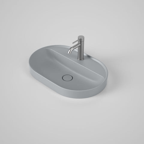 Caroma Liano II 600mm Pill Inset Basin w/Tap Landing - 1 Tap Hole - Matte Grey