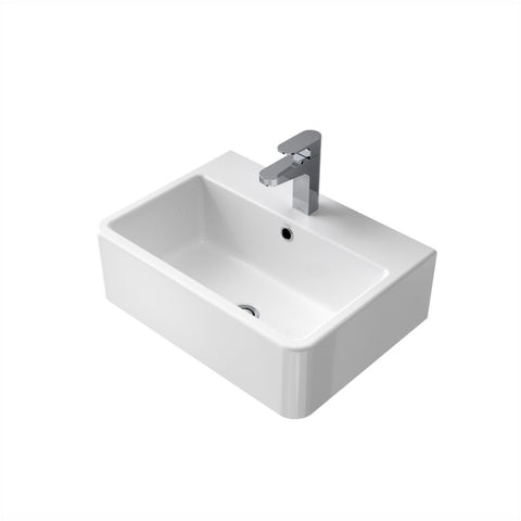 Caroma Cubus Wall Basin - Gloss White - 1 Tap Hole