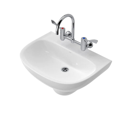 Caroma Care 600 Wall Basin - 1 Tap Hole - Gloss White