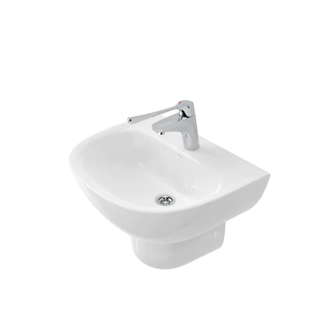 Caroma Care 500 Wall Basin - 1 Tap Hole - Gloss White
