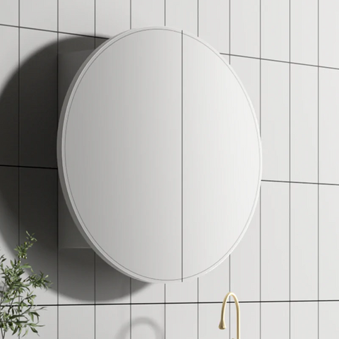 Cassa Design Auris 800mm Matte White Round Shaving Cabinet