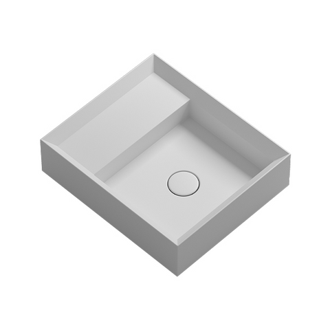 Parisi Cut 450x380 Bench Basin w- Platform - No Tap Hole - Matte White