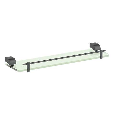 Gareth Ashton Park Avenue Glass Shelf with Rail – Gun Metal