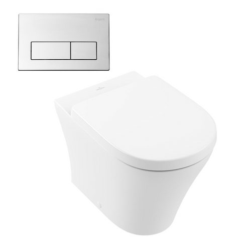 Villeroy & Boch O.Novo 2.0 Wall Faced Toilet Package incl/Argent 80 Cistern & Argent Plate