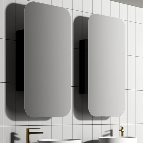 Cassa Design Rec 900 x 450 Matte Black Shaving Cabinet