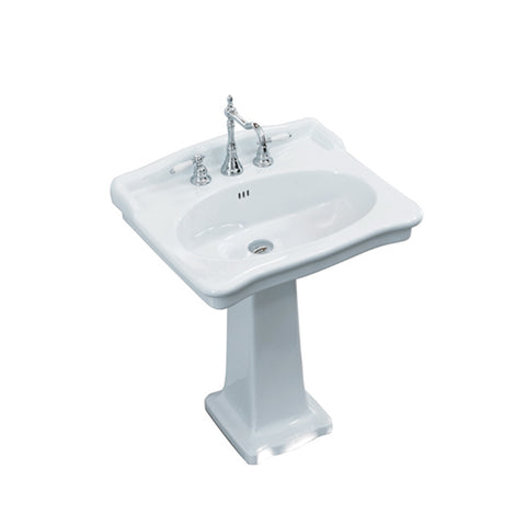 Parisi Hermitage 68 Basin with Pedestal 3 Tap Holes - Gloss White