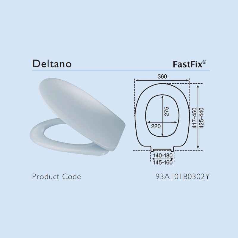 Argent Deltano Toilet Seat with Fast Fix Hinges - Cass Brothers