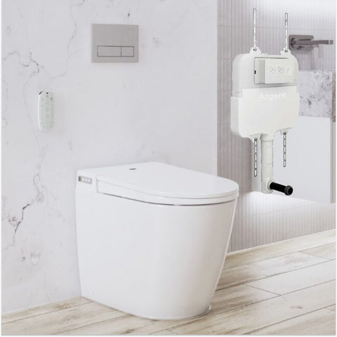 Argent Evo Wall Faced Smart Toilet Package Includes Kubic Chrome Button