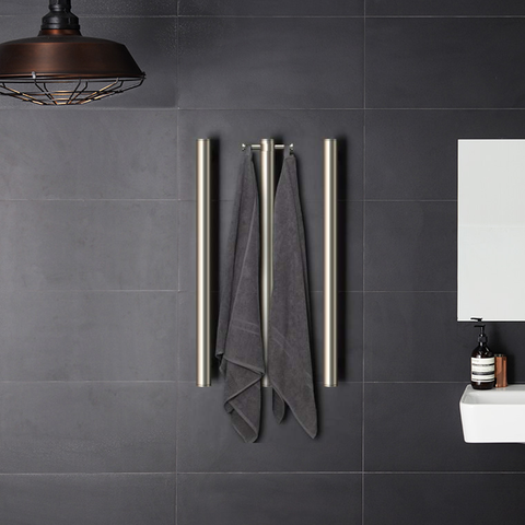 Hydrotherm Bespoke 900 Triple Tube Heated Towel Rail & Robe Hook - Brushed Nickel