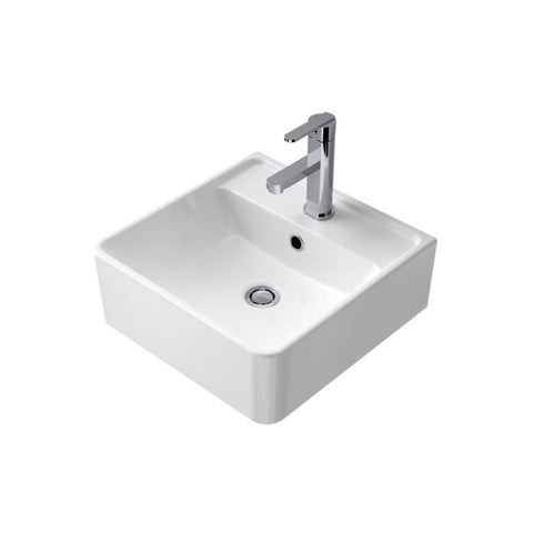 Caroma Carboni II Wall Basin - 1 Tap Hole - Gloss White