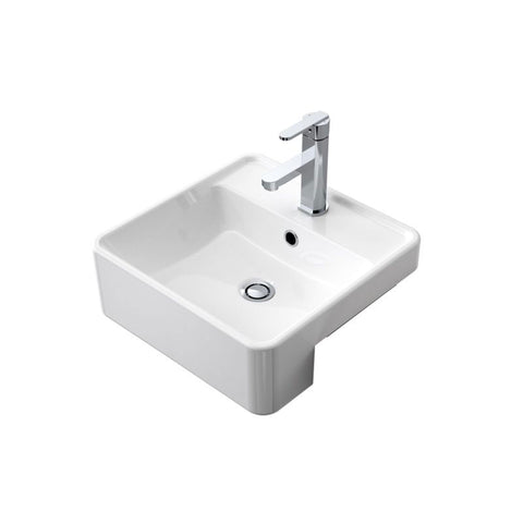 Caroma Carboni II Semi Recessed Basin - 1 Tap Hole - Gloss White
