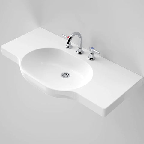 Caroma Opal 900 Twin Wall Basin - 3 Tap Holes - Gloss White