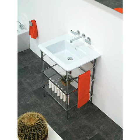 Parisi Volo Console Basin with Metal Frame 660mm - No Tap Hole - Gloss White