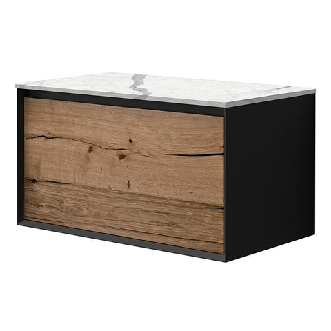 Parisi IKS + My Top 900 Wall Mounted Cabinet with Statuario Top - Matte Black