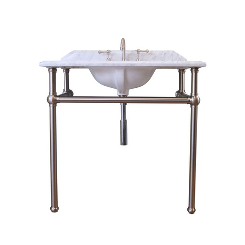 Turner Hastings Mayer Washstand with Carrara Marble Top 900x550mm - 3 Tap Holes - Chrome Legs
